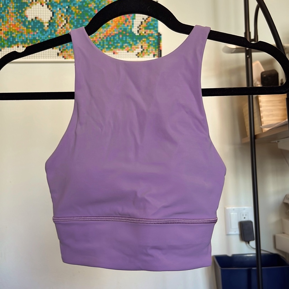 LIKE NEW! Lululemon energy bra highneck longline bra wisteria purple size 4